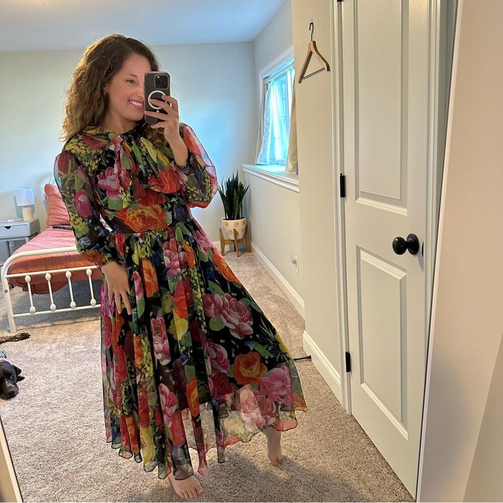 Multicolored Floral Organza Maxi Dress XS/S - Picture 4 of 11